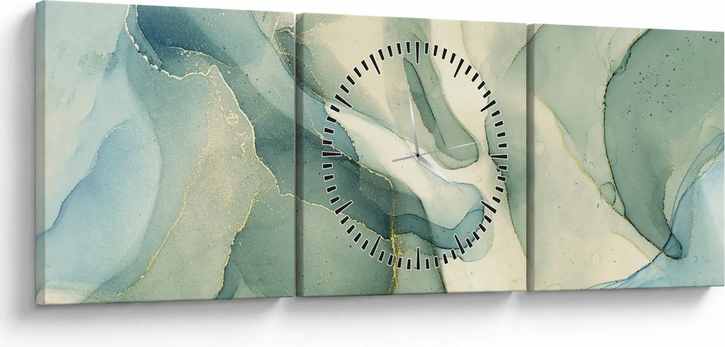 Obraz - Atramentová abstrakcia 3 (s hodinami) (90x30 cm)