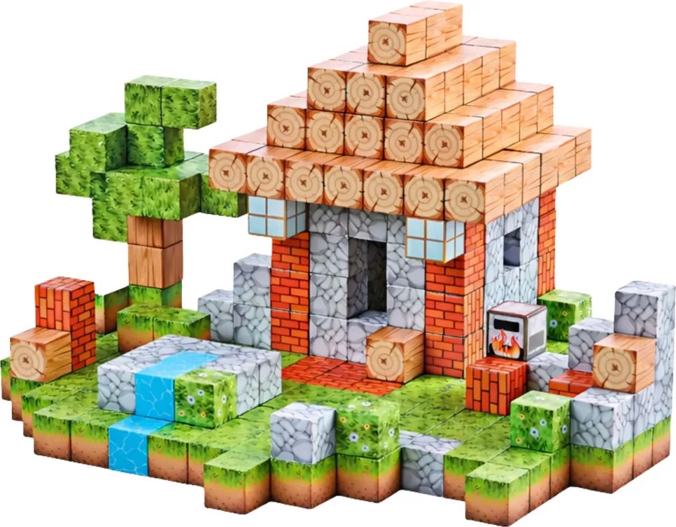 LEAN Toys Magnetické stavebné kocky Štvorcový svet 3D 312 el.