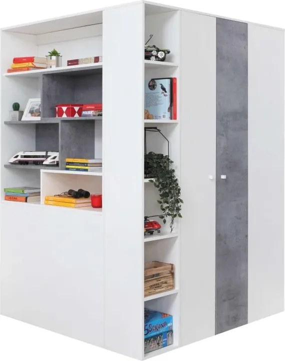 Šatňová šatníková skriňa Sigma 1, biela mat / betón