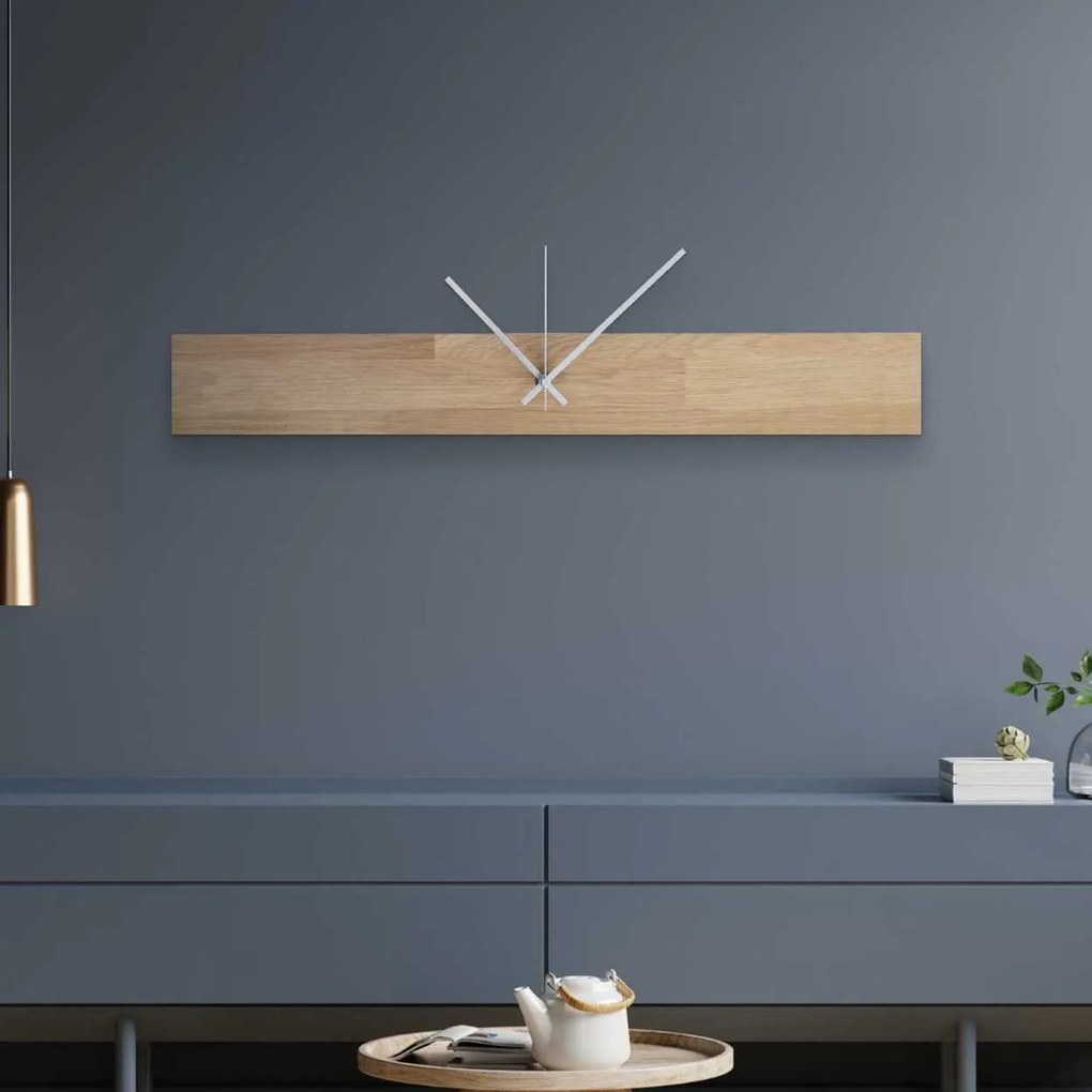 SENTOP | Minimalistické hodiny z prírodného dreva I SENTOP MAS020-3041-SILVER-60x8cm analógové