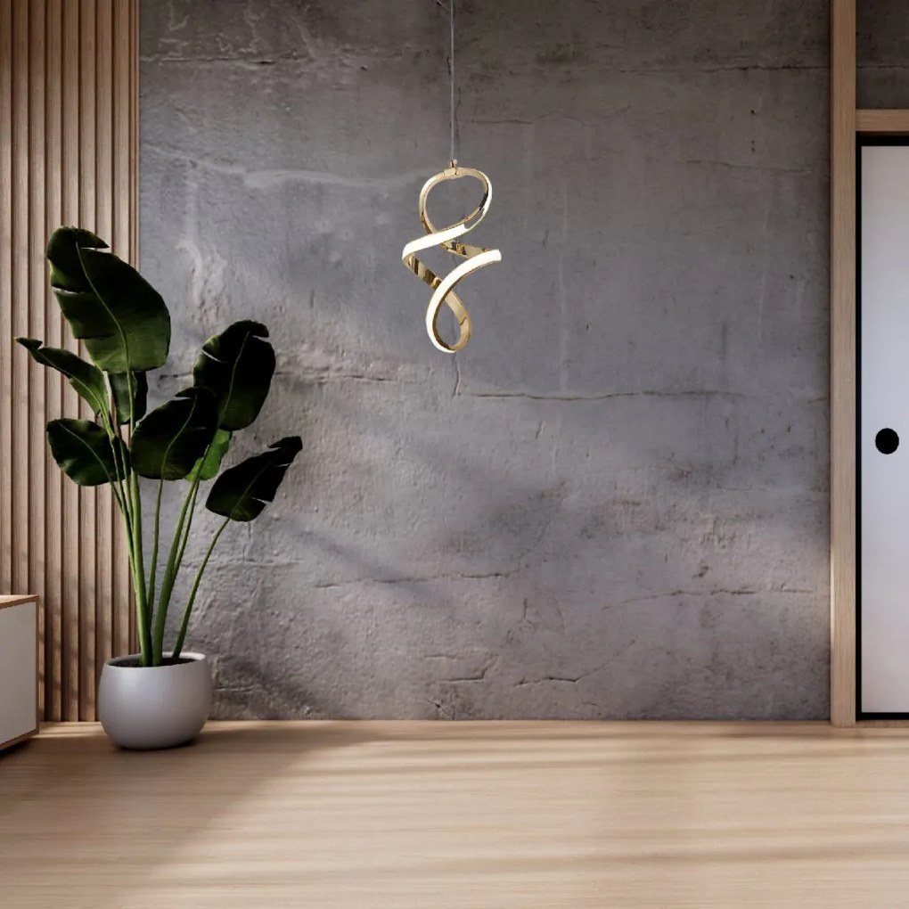 Toolight Toolight, LED závesné svietidlo 24W, 4000K, 4500lm, G074-1CP, zlatá, OSW-08662