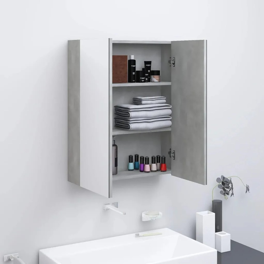 Kúpeľňová zrkadlová skrinka 60x15x75 cm MDF betónovo sivá