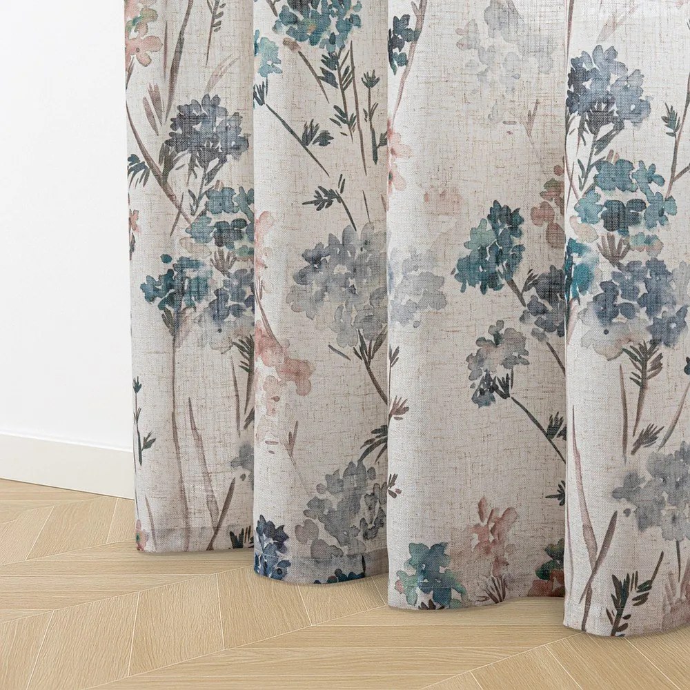 Svetlomodrý/krémovobiely záves 135x250 cm Flosi – Restilo