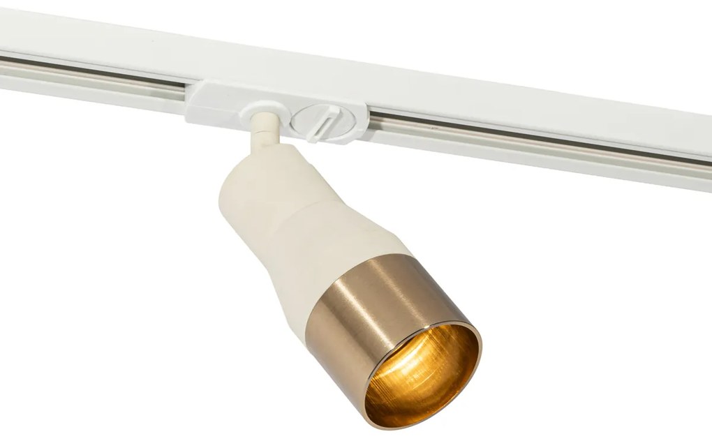 Moderné bodové svietidlo béžové so zlatým pre 1-fázový koľajnicový systém GU10 50mm - Iconic Kohua