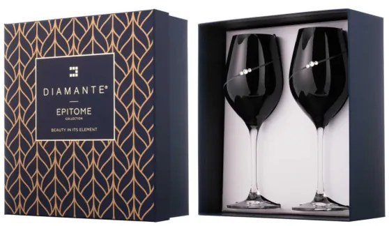 Diamante poháre na biele víno Silhouette City Black s kryštálmi Swarovski 360 ml 2KS