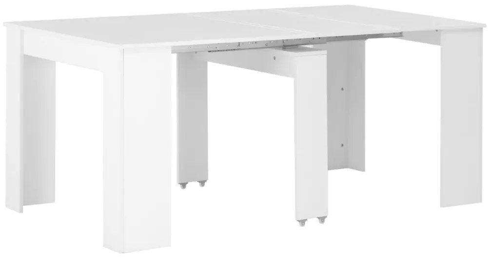 vidaXL Rozťahovací jedálenský stôl lesklý biely 175x90x75 cm