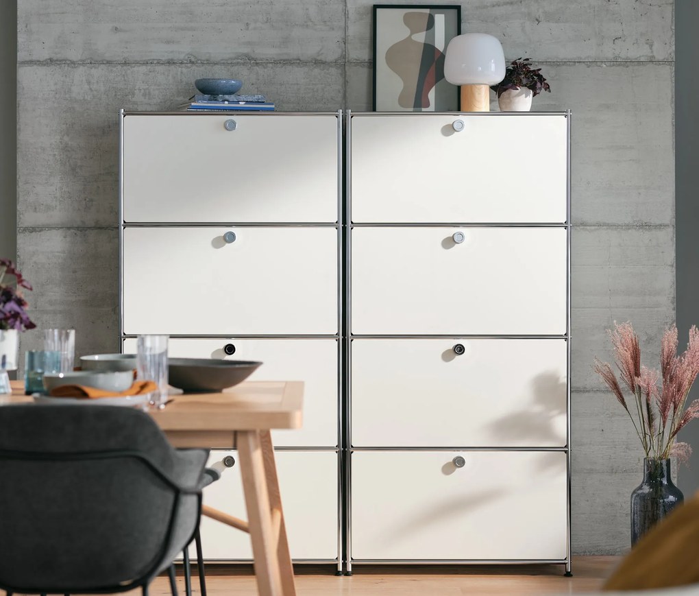 Kovová vysoká skrinka »CN3« so 4 výklopnými priehradkami, biela