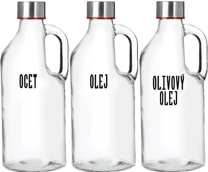 Sklenená fľaša na mlieko / olej / aviváž, s rúčkou a uzáverom so závitom, 1,15 l