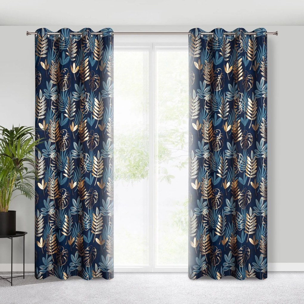 ZÁVES NA KRÚŽKOCH RINA 140X250 CM LISTY