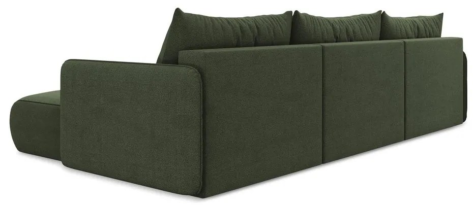 Zelená rozkladacia/s úložným priestorom rohová pohovka Nanea – Makamii