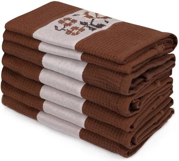 Sada 6 tmavohnedých uterákov z čistej bavlny Simplicity, 45 x 70 cm