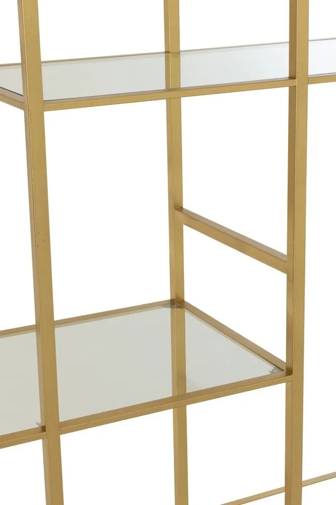 Zlatý antik kovový regál so sklenenými policami Doree gold - 120*40*180 cm