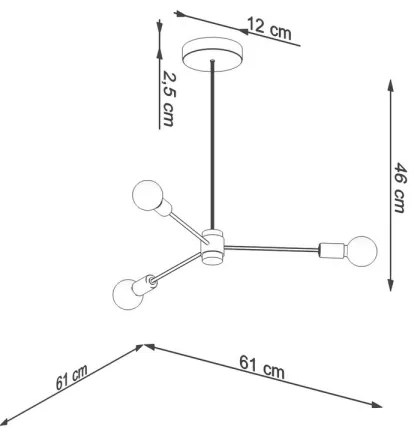 Sollux SL.1021 - Luster na tyči LANGO 3xE27/60W/230V čierna