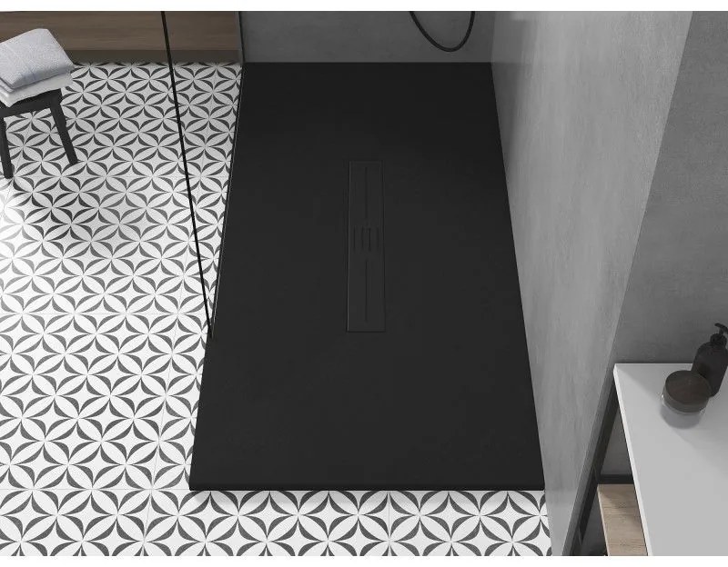 Mexen Toro, SMC obdĺžniková sprchová vanička 170 x 90 cm, čierna, čierna krytka, 43709017-B