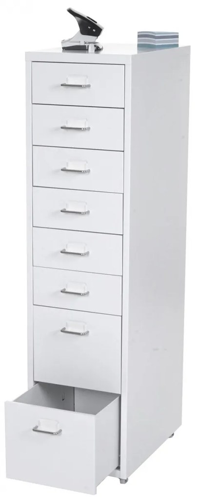 Zásuvková skrinka Boston T851 - 110x28x41cm, 8 zásuviek - biela