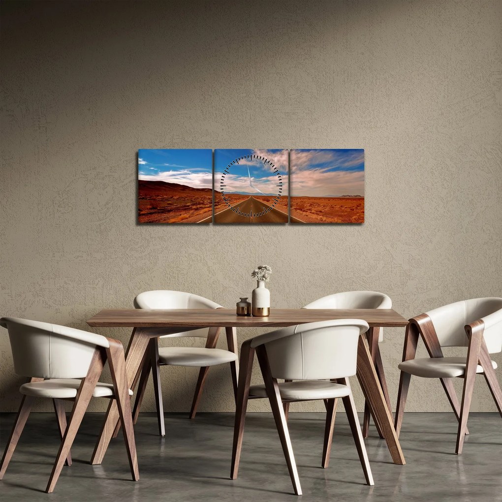 Obraz dlhej cesty (s hodinami) (90x30 cm)