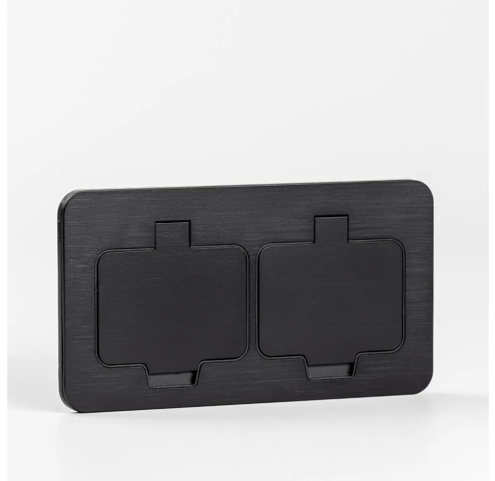 Solight 5B323B - Vonkajšia vstavaná podlahová dvojzásuvka IP55 čierna obdĺžnikový