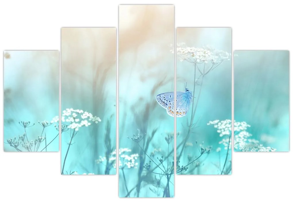 Obraz - Motýlik v modrom (150x105 cm)