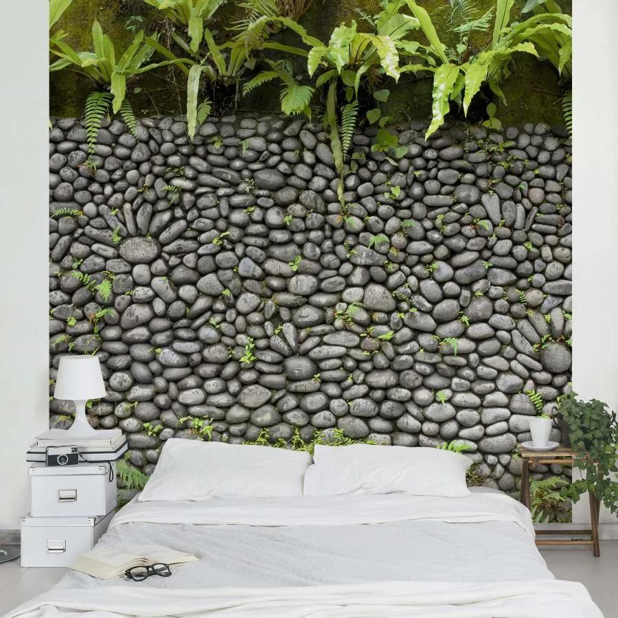 MANUFACTURER -  Fototapeta Kamenná stena s rastlinami
