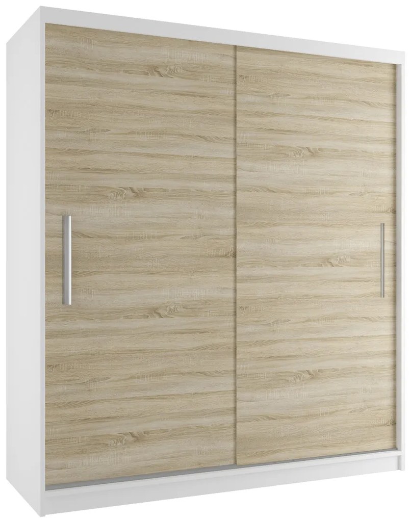 Šatníková skriňa 158 cm Belini biely mat / dub sonoma s posuvnými dverami SI SZP3/3/W/DS/0/AL