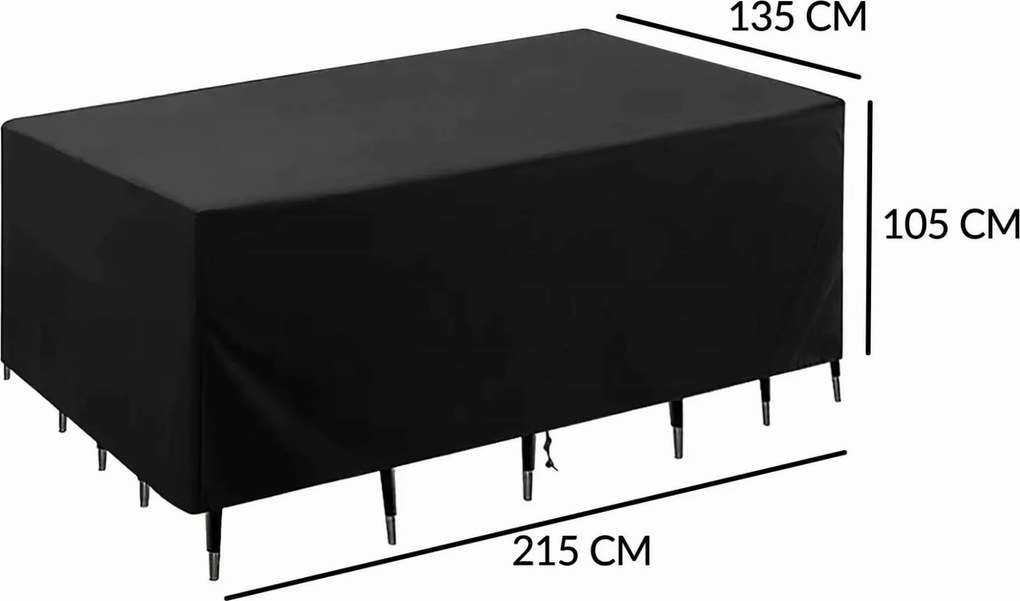 Ochranný vodeodolný obal na záhradný nábytok ARENA 215x135x105 cm - čierny