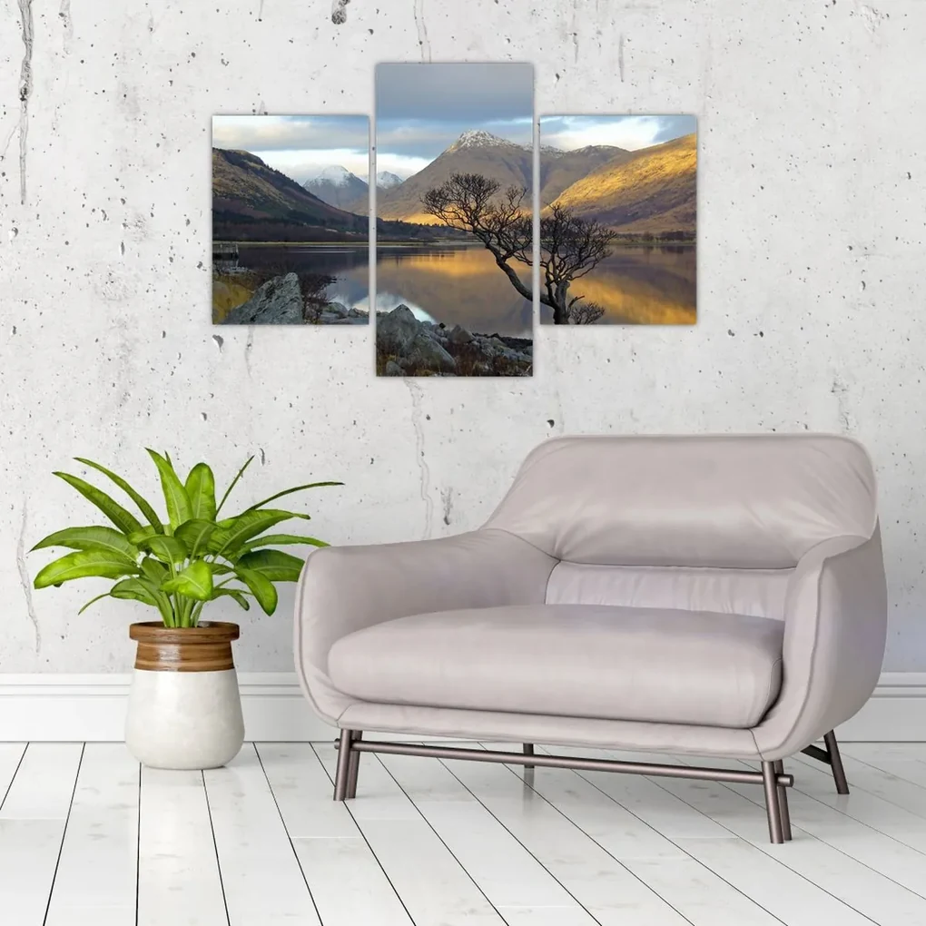 Obraz - Hory pri jazere (90x60 cm)