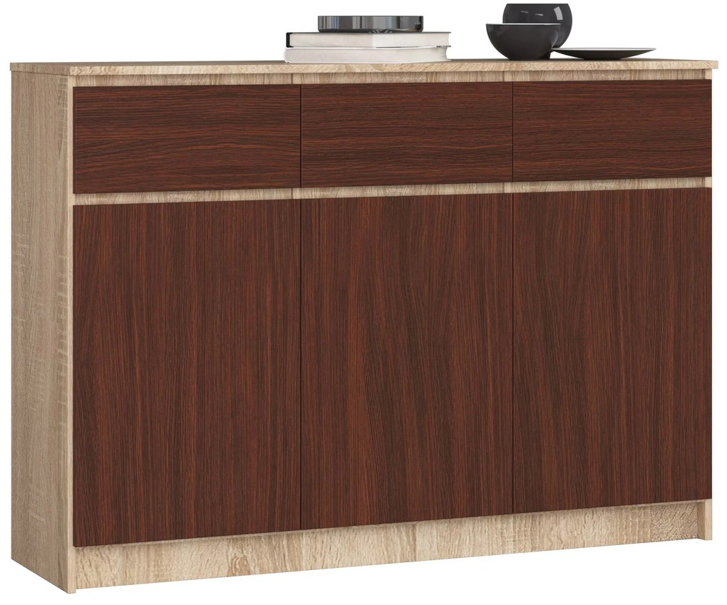 Komoda Kuwait 3D 3D (dub sonoma + wenge). Akcia -20%. Vlastná spoľahlivá doprava až k Vám domov. 1117163