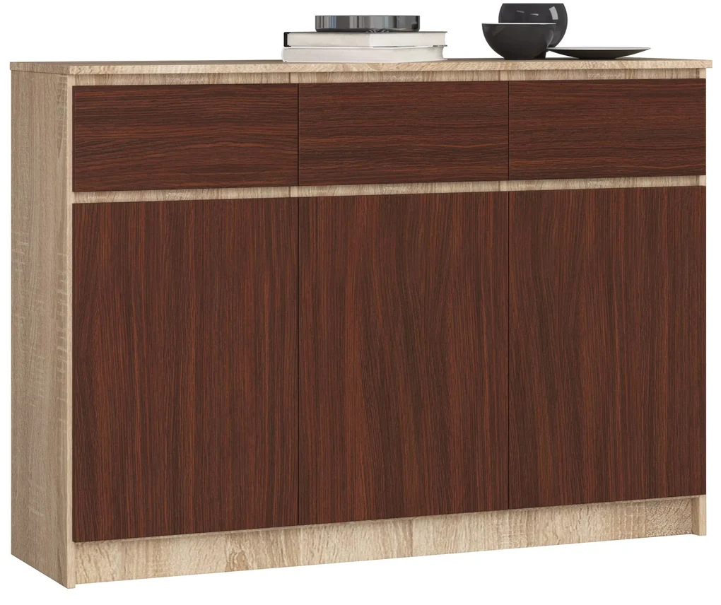 Komoda Kuwait 3D 3D (dub sonoma + wenge). Vlastná spoľahlivá doprava až k Vám domov. 1117163