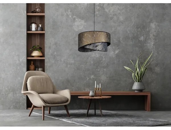 Luster na lanku REZO 1xE27/60W/230V šedá/zlatá