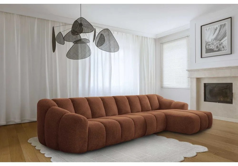 Terakotová rohová pohovka (pravý roh/s leňoškou) Shell – Miuform