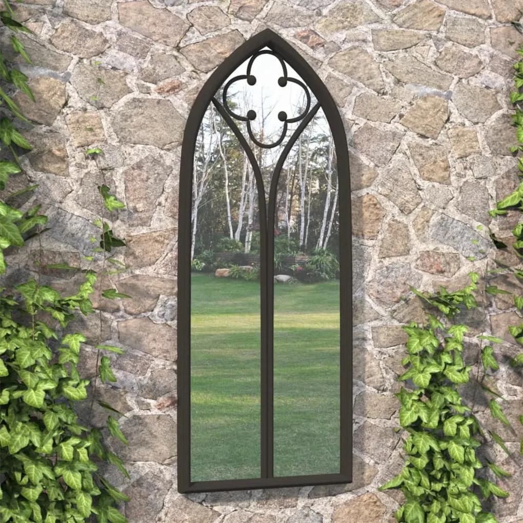 Záhradné zrkadlo, čierne 70x30 cm, železo na vonkajšie použitie