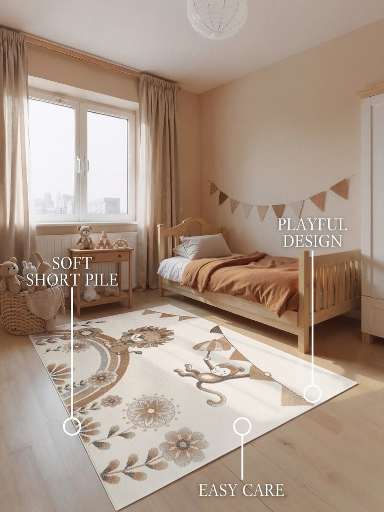 Villeroy & Boch, Detský kusový koberec Villeroy & Boch Boho Kids 106309 Cream Multicolor, 120x170, biela, detská izba