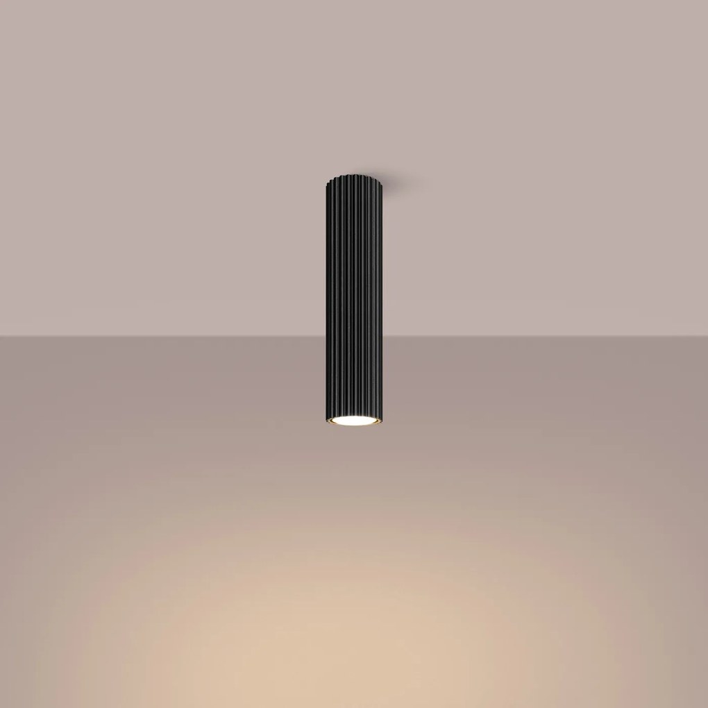 Stropné svietidlo Karbon, 1x čierne kovové tienidlo, (30 cm)