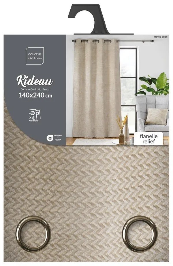 Béžový záves z mikroflanelu 140x240 cm Flanela – douceur d'intérieur