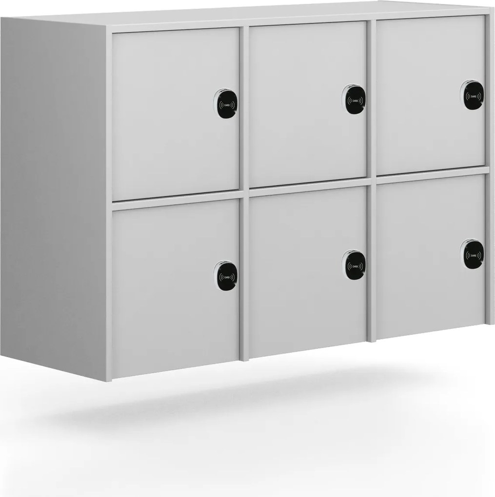 Nadstavba pre skrine FRAME, 6x dvere, 1299 x 450 x 854 mm, RFID zámok, sivá