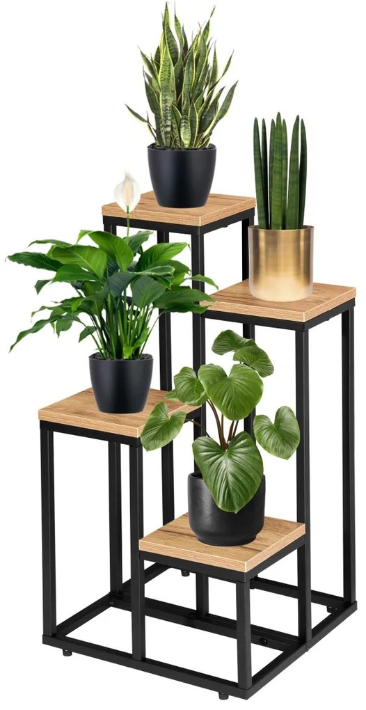 Stojan na kvety MOGREN dub craft/čierny