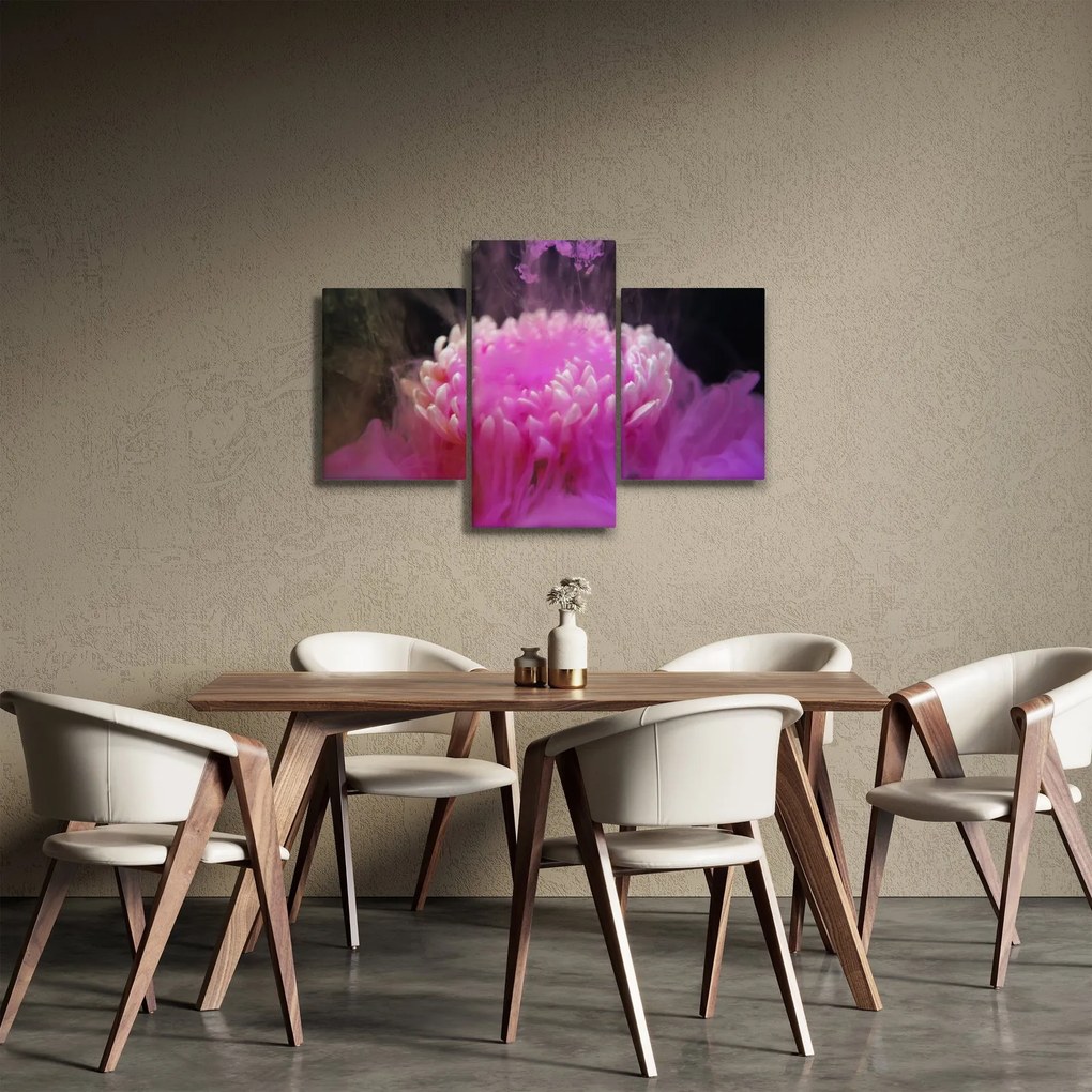 Obraz kvetiny v ružovom dyme (90x60 cm)