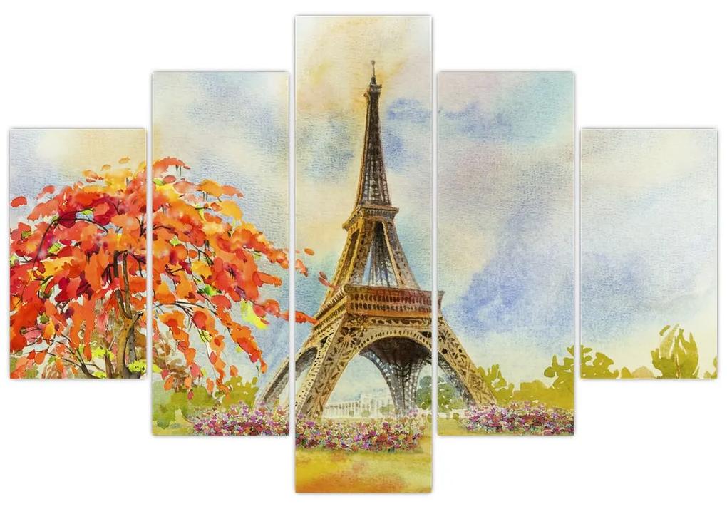 Maľovaný obraz Eiffelovej veže (150x105 cm)