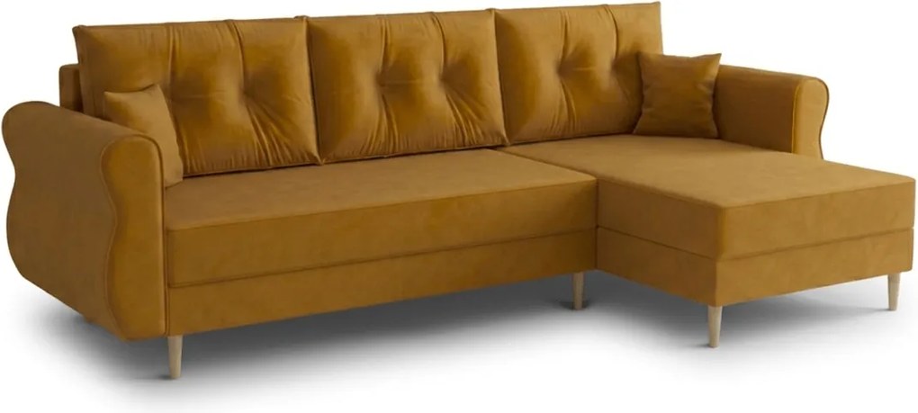 AKCIA Rozkladacia obojstranná sedacia súprava do L SILVIANO 230x140 cm, horčicová II. akosť