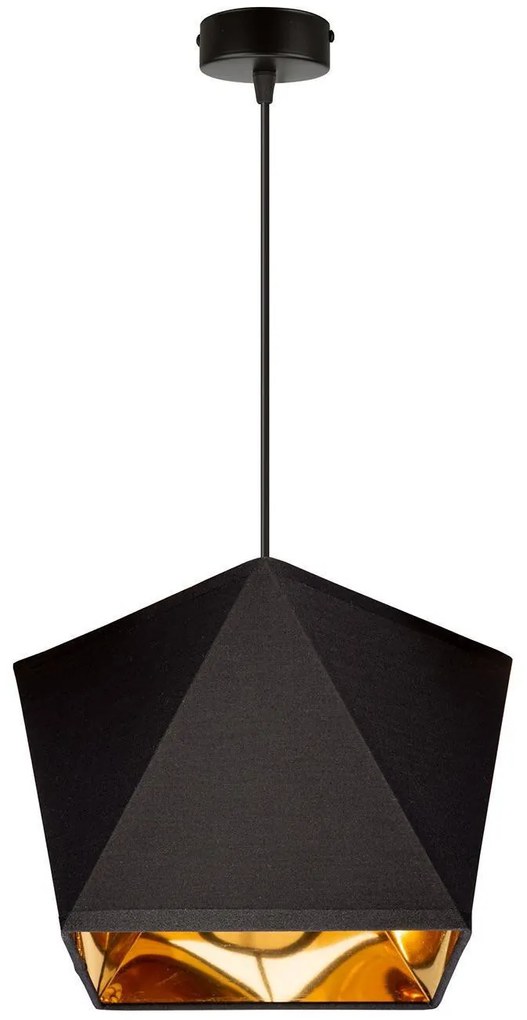 Závesné svietidlo Diamond Gold, 1x čierne/zlaté textilné tienidlo