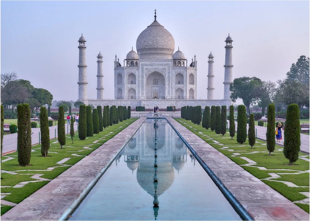 Sklenený obraz - Taj Mahal za východu slnka (70x50 cm)