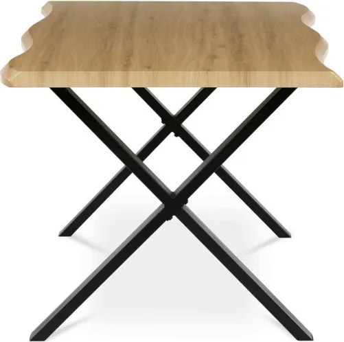 Jedálenský stôl 180x90 cm HT-F4318 OAK divoký dub / čierne nohy