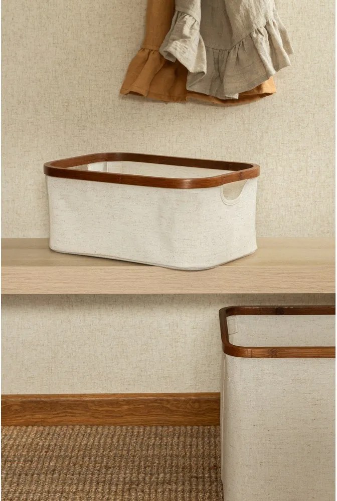 Krémový látkový úložný box 38x26x16 cm Bamboo/Linen – Bigso