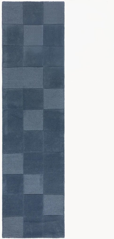 Ručne všívaný vlnený behúň s reliéfnou štruktúrou Checkerboard