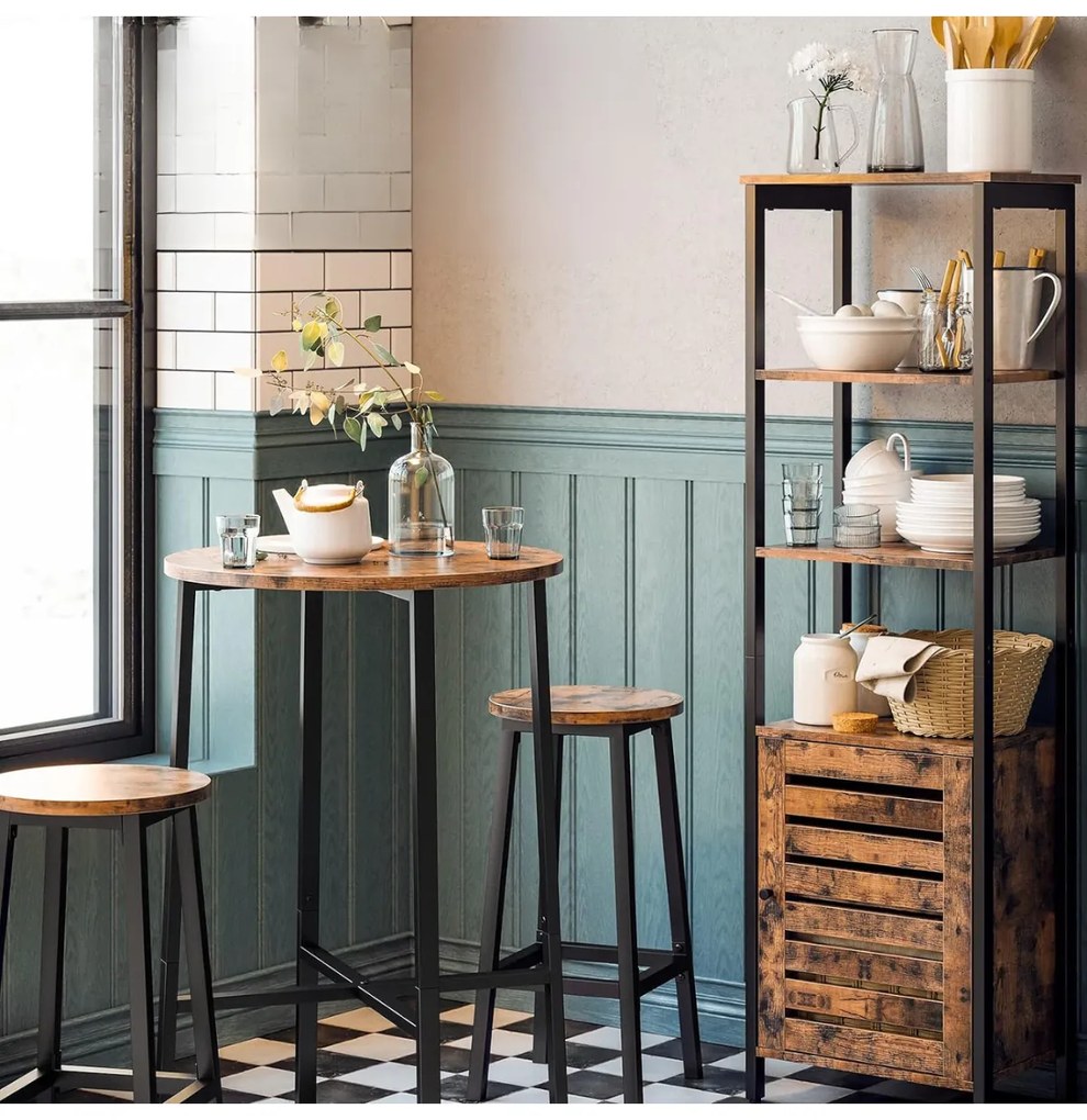 Súprava dvoch barových stoličiek VASAGLE COTLA hnedá/čierna