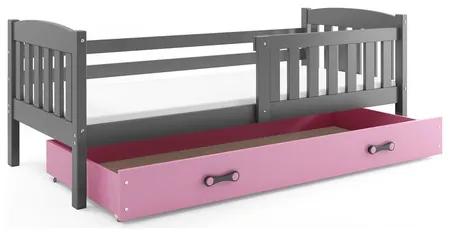 Detská posteľ KUBUS s úložným priestorom 80x190 cm - grafit Ružová