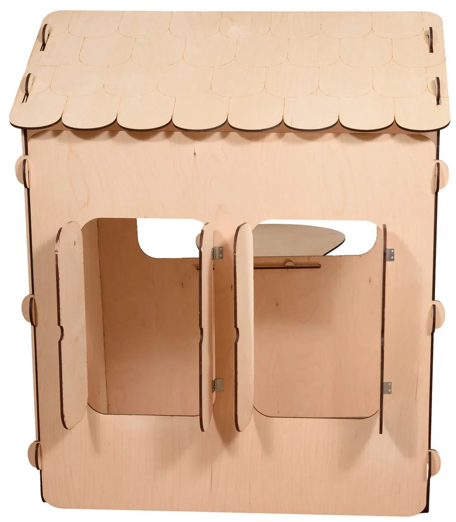 KIK Drevený detský domček SWEET HOME s magnetickou tabuľou a stolíkom 86 × 137 × 105 cm