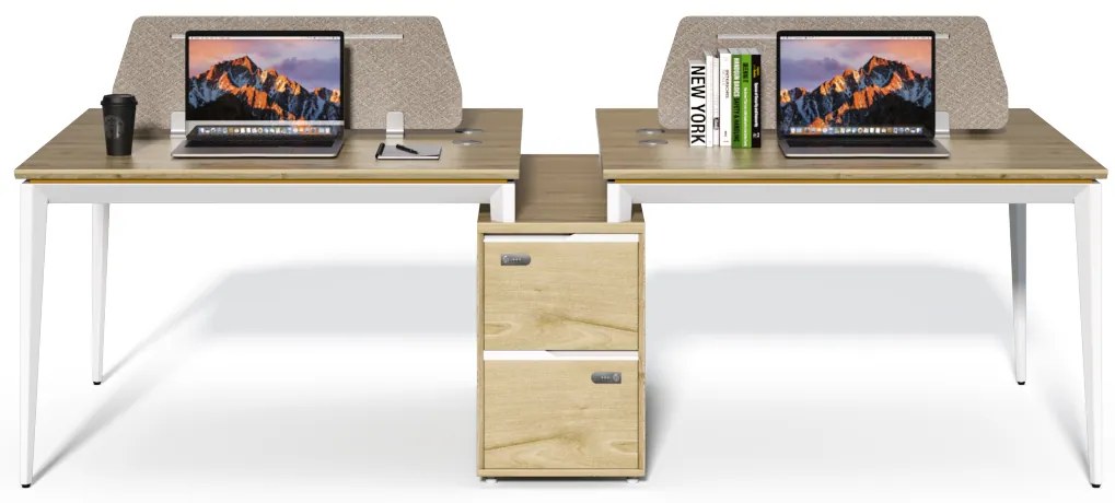 Kancelársky set pre 4 osoby Houseland Profit Max 05 2612 dub/biela