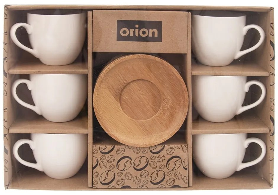 Biele porcelánové šálky v súprave 6 ks na cappuccino/s tanierikom 110 ml Whiteline – Orion
