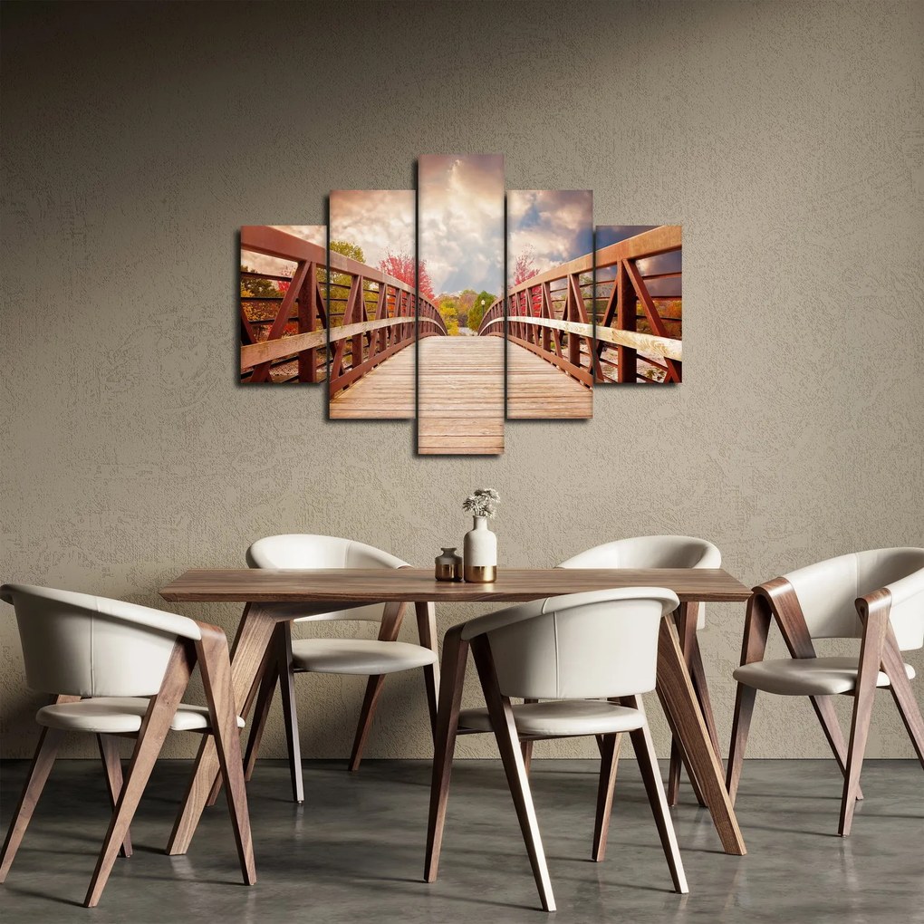 Obraz - drevený most (150x105 cm)